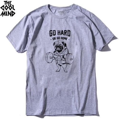COOLMIND PU0113A Cotton go home or go hard short sleeve pug men t shirt casual tshirt mens tee shirts tops men T-shirt