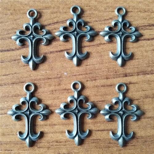 Nostalgia 10Pcs Cross Charm Religious Jewelry Steampunk Accessories 15*22MM