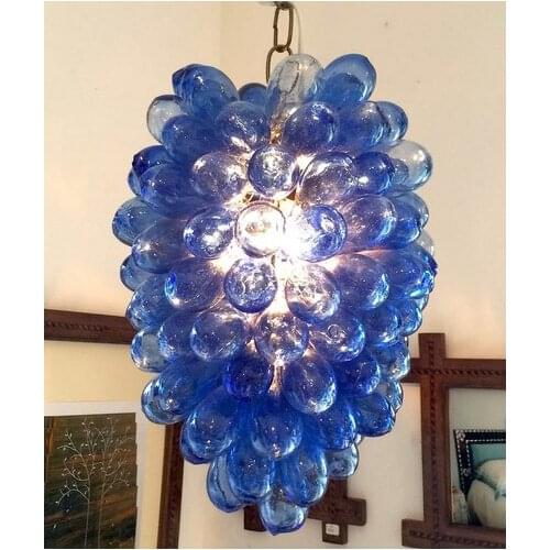 Blue Colored Latest Design European Arabic Hand Blown Glass Bubble Chandelier Lighting