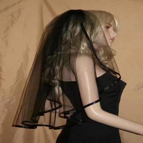 New Arrival Ribbon Edge Black veil brides Wedding accessories Sexy Bridal Veils Boda Voile mariage Wesele dodatki