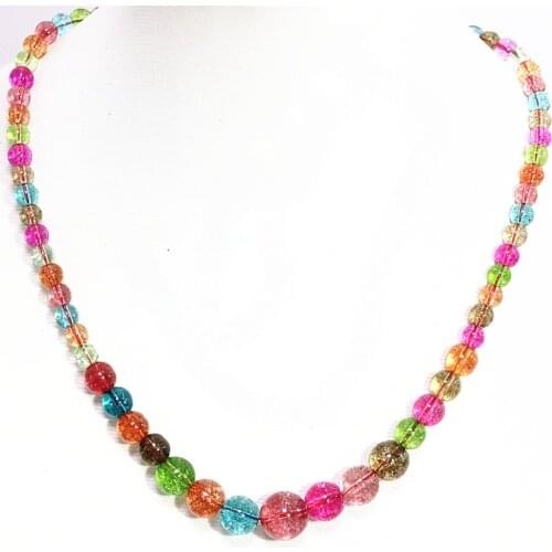 New pretty multicolor natural artificial tourmaline round beads 6-14mm tower chain necklace women best gift jewelry 18inch B1496