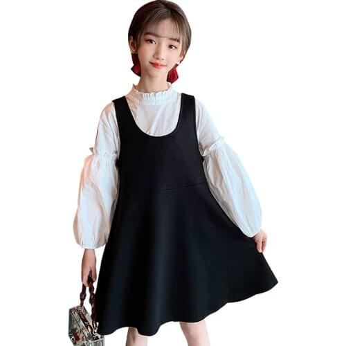 Teenage Girls Clothes Blouse + Dress Girls Clothing Solid Color Girl Clothing Casual Style Childrens Tracksuit