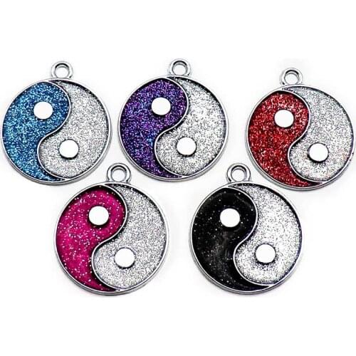 Wholesale 100Pcs YinYang Personalized Dog Tags Engraved Cat Puppy Pet ID Tag Nameplate Pendant Dog Tag Pet Accessorie Glitter