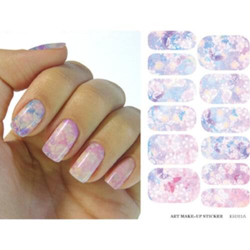 Water Transfer Foil Nails Sticker Pink Flower Nail Stickers Manicure Tools Water Film Paper Decals