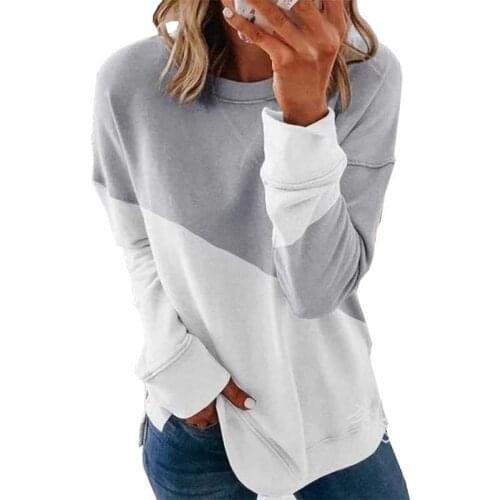 Casual Streetwear Patchwork Color Warm Sweatshirt Tops Women Plus Size Long Sleeve O-neck Pullover Fashion Womens Clothes
