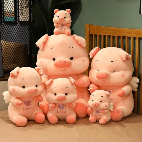 20/26/35cm Cute Fat Angel Pig Plush Toys Stuffed Animal Dolls Baby Piggy Kids Appease Pillow for Girls Birthday Chrismas Gifts