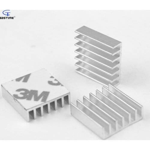 20pcs Gdstime High Quality 20mm Aluminum Heatsink 20x20x6mm Silver Heat Sink with 3M Adhesive Tape For Computer Chip CPU Cooling