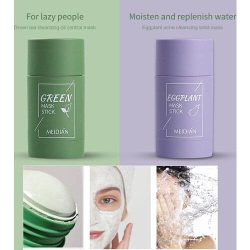 Green Tea Solid Cleansing Mask Oil Control Acne Clearing Blackhead Clearing Face Mask Fine Pores Facial Mud Mask Face Care TSLM1