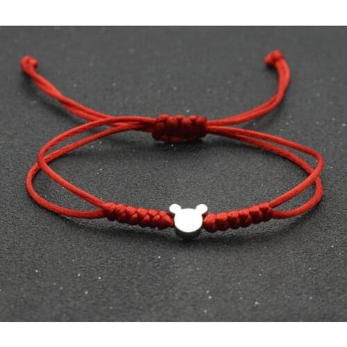 Cute Bear Head Charm Bracelets for Women Lucky Red String Braided Adjustable Couple Bracelet Men Woman Friendship Jewelry