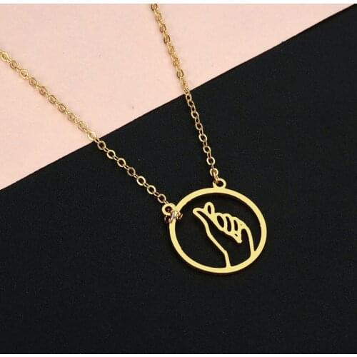 Cxwind Stainless Stee Gesture Than Heart Necklaces & Pendants for Women Choker Clavicle Chain Jewelry Femme Bijoux Collares