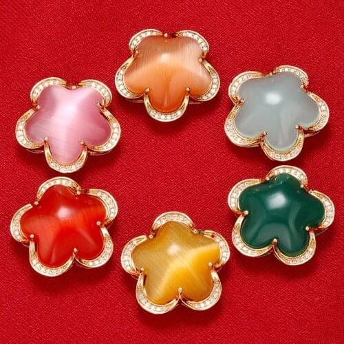 ZHUKOU 10x24.5mm Brass Crystal Petal Connector for Women Necklace Bracelet Jewelry Accessories Making findings model:VS411