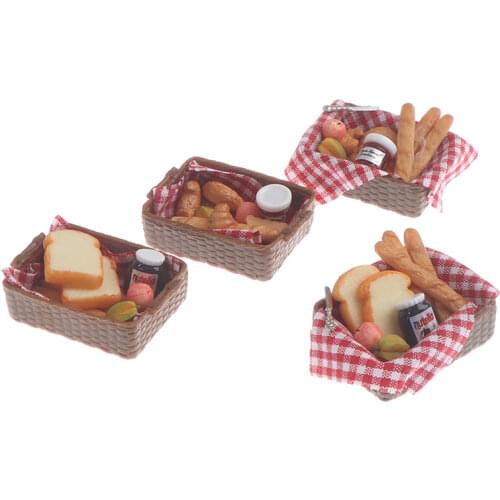 1 :6 /1: 12 Dollhouse Miniature Bread Basket Simulation Food Model Toys DollHouse Decoration