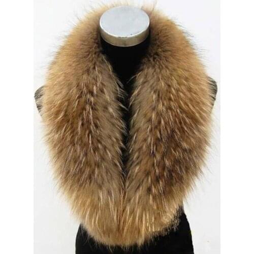 100% Natural Fur Collar Real Raccoon Fur Women Scarves Winter Coat Female Neck Cap Long Warm Genuine Fur Scarf Big Size