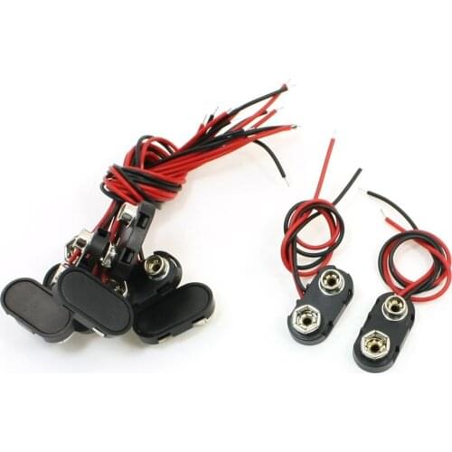 10x Black Hard Plastic Housing T Type Wired 9V Battery Clip Connector