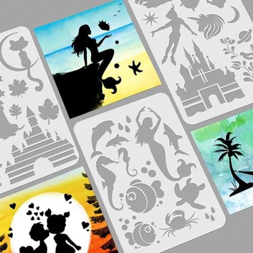 16Pcs/Set Silhouette Painting Template DIY For Scrapbooking Plate Making Template Craft Random Tools