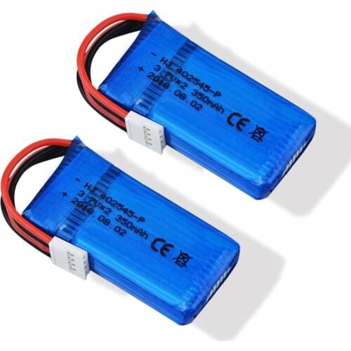 2 /4 /6pcs 2S 7.4V 350mAh 350mAh Lipo Battery (3.7V*2) For UDI U919 U945A Mini RC Helicopter Quadcopter Airplane