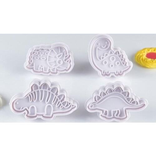3D Dinosaur Cookie Cutters Mold Dinosaur Biscuit Embossing Mould Sugarcraft Dessert Baking Silicone Mold For Sop Cake Decor Tool