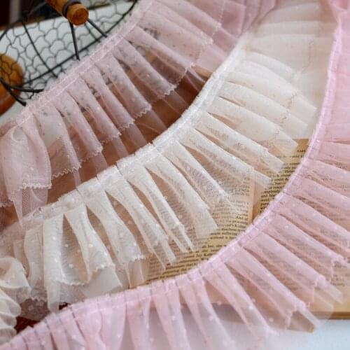 3M/lot dot embroidered lace trims accessories 2layer and single layer baby doll frabric material X1012