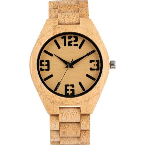 Bamboo Wood Watch Men Simple Arabic Number Analog Clock Watches Handmade Full Wooden Wristwatch Christmas Gift Relogio Masculino