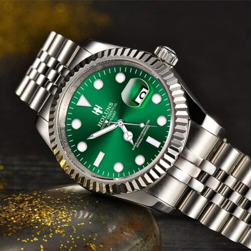 New top fashion brand diving mens watch 50M waterproof watch gem green quartz luxury sports business mens watch