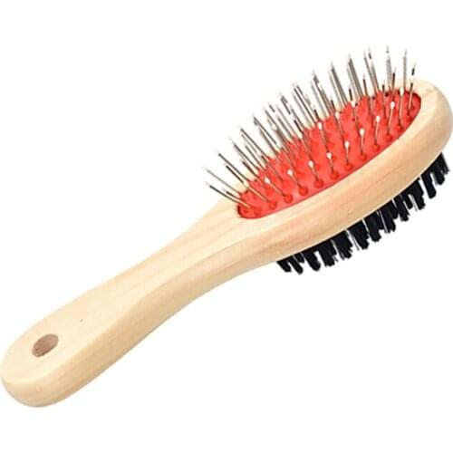 1pcs Double-sided Pet Comb Big Dog Brush Beauty Comb for Cats Dogs Hair Removal Soft Brush Wooden Handle Pet Comb Dog Supplies