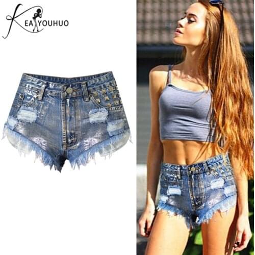 2020 Summer Hot Fashionable Biker Female Shorts Slim Sexy Short Jeans Womens High Waist Rivet Booty Denim Shorts For Women Jeans