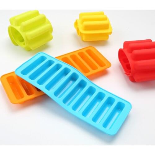 1pc 10 Hole Finger Shape Cylinder Silicone Ice Cube Mould Cookies Ice Cream Chocolate Baking Mold