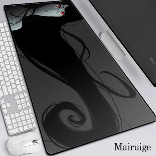 Long Black Hair Anime Gaming RGB Mouse Pad Gamer Computer Backlit Mause Pad Large Mousepad XXL for Desk Keyboard LED Mice Mat
