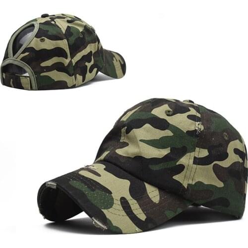 Camouflage Ponytail Tennis Cap girl Adjustable Solid Snapback Cotton comfort Summer Hats Casual Sport fishing men Baseball caps