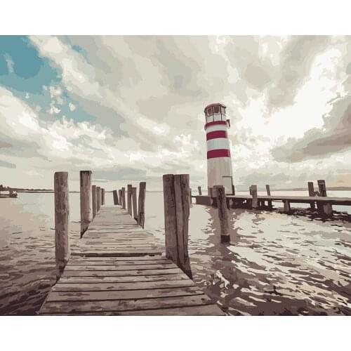 Painting By Numbers DIY Dropshipping 50x65 40x50cm Cloud Wooden Bridge Scenery Handmade For Living Room Wall Decor Oil Painting