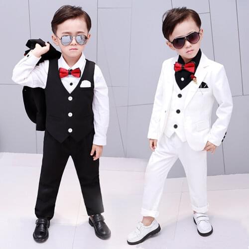 New Flower Boys suit Formal Suit Wedding campus student Dress Gentleman Kids 3pcs Jacket Vest Pant set ceremony Costumes Blazers