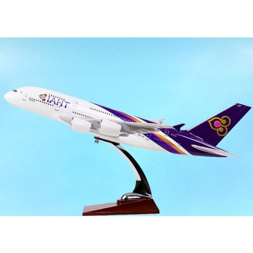 Diecast 1/133 Scale 45cm Airplane Model Toys Airbus A380-800 Aircraft THAI Airline Plastic Alloy Plane W Base F Airliner Gifts