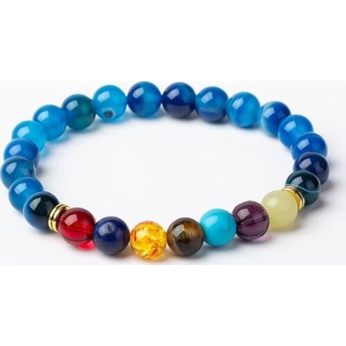 Meajoe 8mm Seven Chakra Yoga Bracelets 11 Models Available Round Chain Beads Bracelets Jewelry For Women Friend Gift