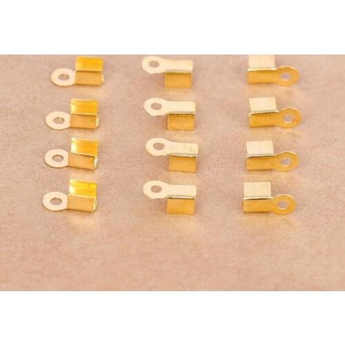 200pcs/lot Metal End Caps End Clasps For Leather Cord Bracelet Gold/Silver Color Crimp Bead Connectors For DIY Jewelry Making