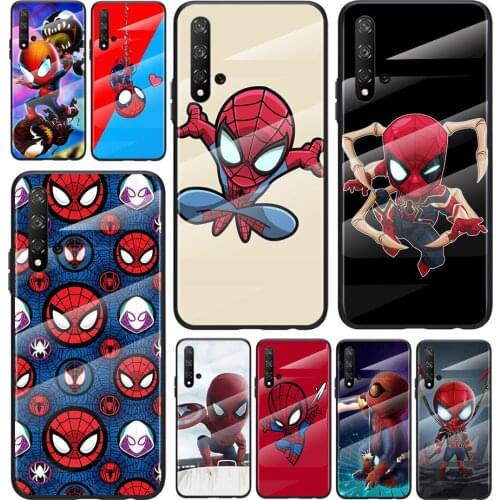 Marvel Cute Spiderman For Honor 30 20 10 9X 8X Pro Plus Lite Tempered Glass Tempered Glass Hot New Shell Luxury Cover Phone Case