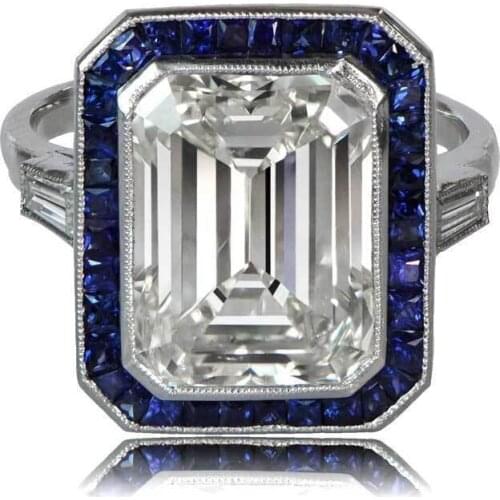 Fashon Jewelry Princess Cut White Zircon Rings for Wedding Engagement Set Gifts