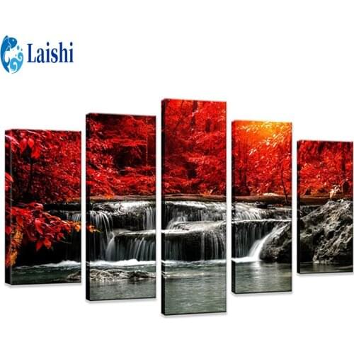 5pcs DIY Landscape Diamond Painting Wholesale Waterfall Full Round Embroidery Cross Stitch Embroidery Art Mural for Home Decor