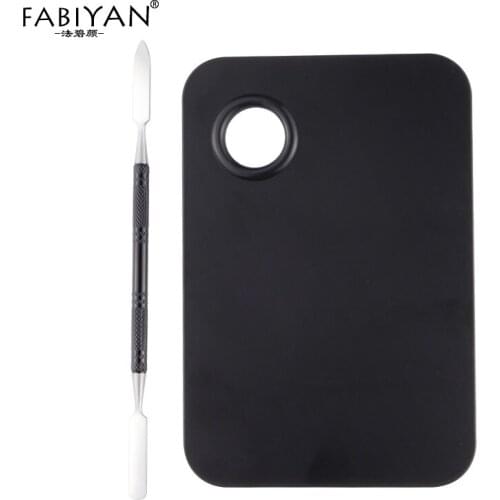 Stainless Steel Rectangle Makeup Nail Art Set Tools Rod Palette With Spatula Cosmetic Mixing Foundation Cream Eyeshadow Black