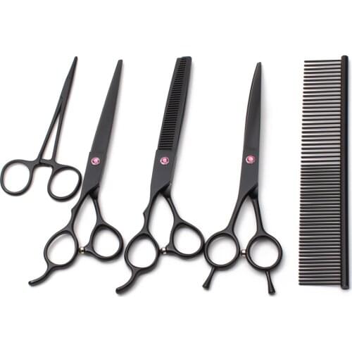 7" 19.5cm Left-Hand Engrave Logo JP Stainless Animal Grooming Shears Dogs Straight Shears Thinning Scissors Pets Scissors C4006