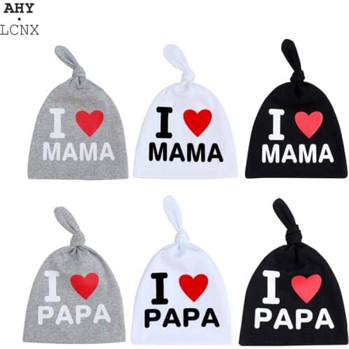 Autumn Winter Brand Baby Hat I Love Papa Kids Children Girls Boys Cap Cotton Knitted Beanie Newborn Bonnet Babies Caps Hats