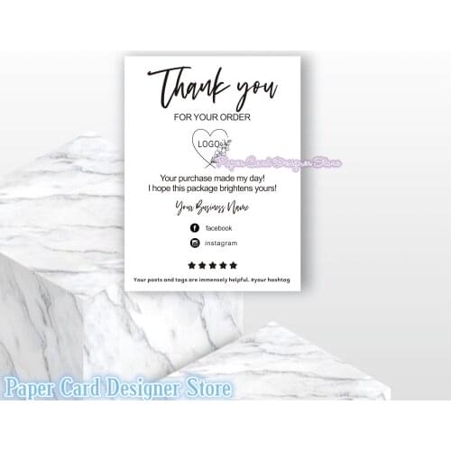 Personalised Thank you for your Order Cards | Order Note Cards | Custom Cards | Business Thank you Cards | Cards - 3" x 4.2"