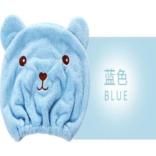 UBRUSH Hang Towel Hair Dry Cap Cartoon 34*25cm Two Color Pink Blue Home Soft And Fit Skin Small Towel For Women And Children