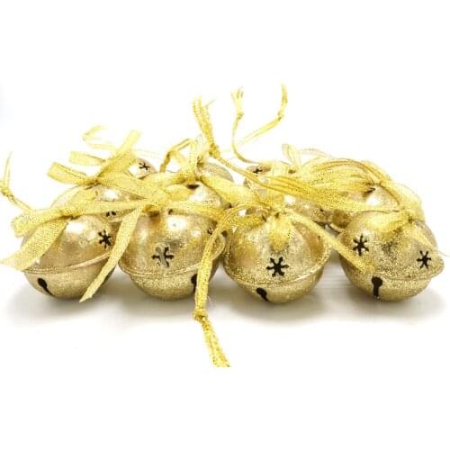 Christmas decoration 12 pcs gold shiny metal jingle bells 35mm*35mm*33mm free shipping for home