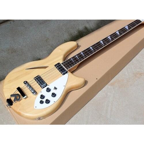 Factory Outlet- 4 Strings Semi-hollow Natural Electric Bass with R Tailpiece,Rosewood Fretboard