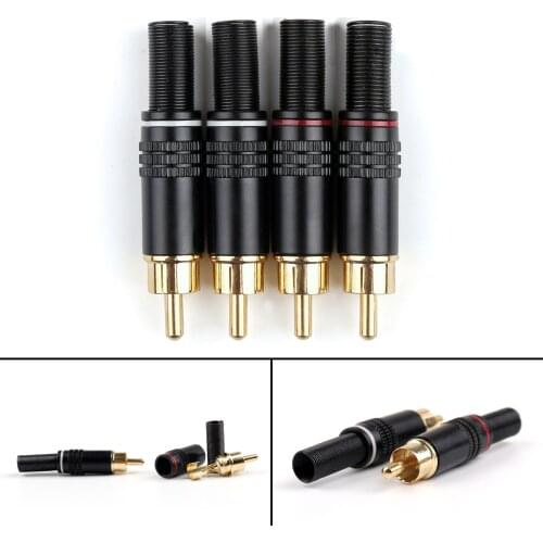 Artudatech 4 Pcs/40 Pcs Copper RCA Plug Audio Male Connector W Metal Spring Adapter Parts