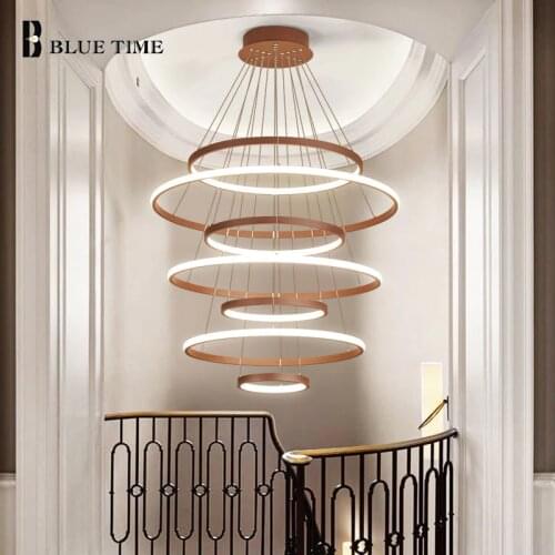 Circle Modern Led Chandeliers For Living Room Dinning Room Foyer Acrylic Chandelier Lamps Home Indoor Lighting whit Remote