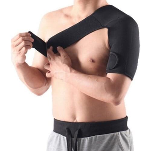 Sport Gym Care Single Shoulder Support Back Brace Guard Strap Wrap Belt Band Pads Black Adjustable Bandage Men Women