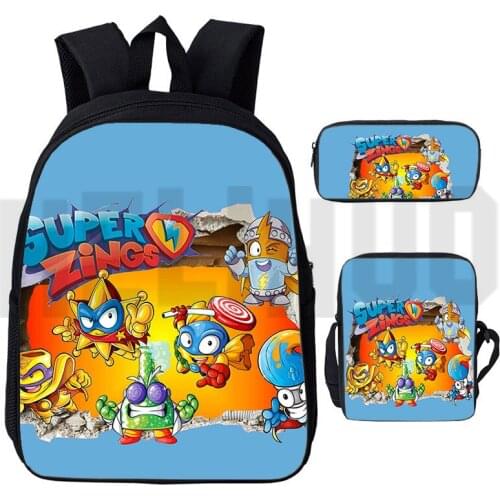 3 Pcs/Set Superzings Bag 3D Print Schoolbags Super Zings Series 4/5/6 Backpack Men Women Anime Harajuku Teenage Laptop Book Bag