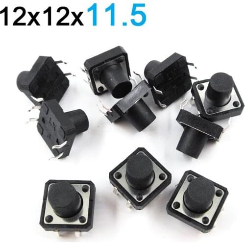 12*12*11.5MM Light Touch Switch 4-pin Push Button Switch Vertical Four-pin 12x12x11.5 Copper Foot Spare Parts