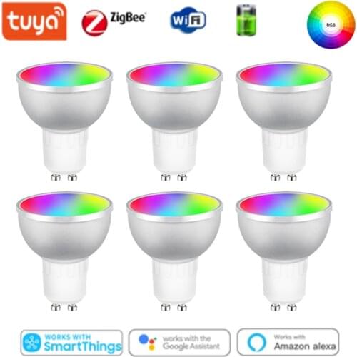 5W RGBCW Tuya Zigbee 3.0 Gu10 Smart LED Night Light Bulbs Smart Home Remote Voice APP Control Work With Alexa Echo Google Home